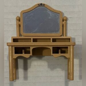 Vintage Tomy Dollhouse Vanity with Mirror Made in Japan Bedroom Furniture 1970s